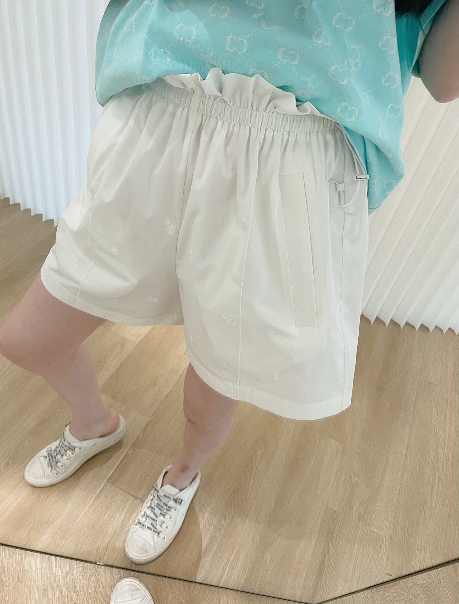 lesionchan  小花棉锦松紧腰短裤  花苞腰短裤