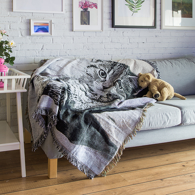 ins风猫咪单人防滑美式沙发巾
