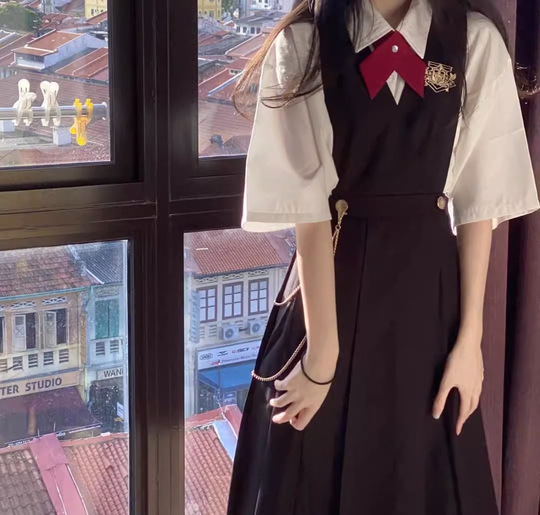 原创护奶裙jk制服裙正版套装学院风衬衫背带连衣裙春夏日系背心裙