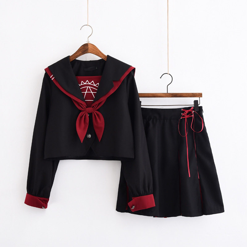 魔法阵日系JK制服学生校班服学院风软妹 暗黑水手服长短袖套装套