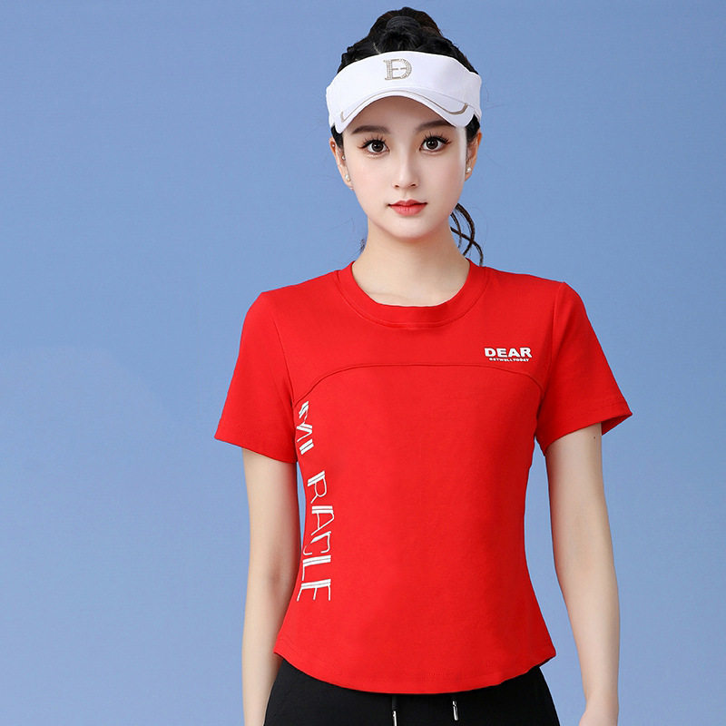 广场舞服装新款上衣女夏季纯棉短袖健身舞蹈运动服杨丽萍跳舞衣服