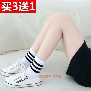 儿童袜子纯棉 女童袜子春秋 薄款三条杠学生男童中筒袜夏季校服袜