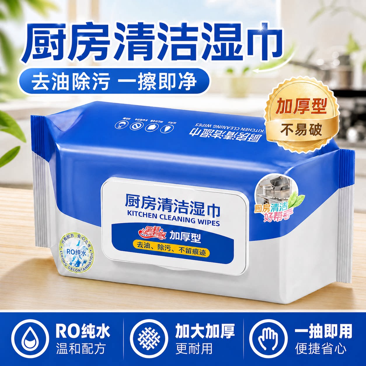 厨房湿巾强力去油油烟机清洁图片