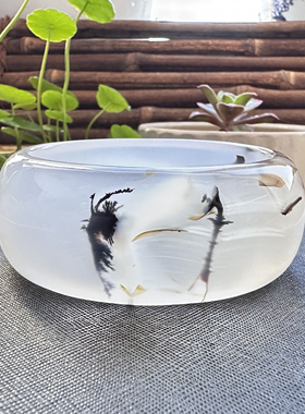 花语玉髓 天然海洋玉髓马料水墨象形热烈舞者玛瑙手镯57.5mm