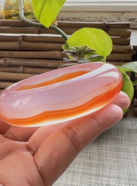 花语玉髓 冰透油润巴西老料红一线缠丝玛瑙手镯圈口58mm