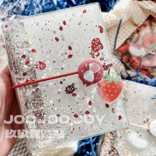 草莓刨冰闪片手账活页本透明封面