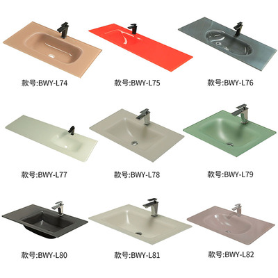 钢化玻璃盆一体式洗手盆薄边洗漱台现代简约洗脸盆台下盆厂家定制