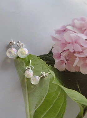 925银针韩国东大门reina透明亚克力美人鱼气泡圆圈极简风耳钉耳环