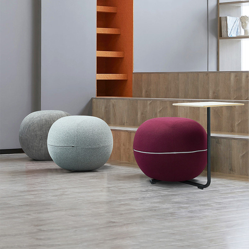 圆凳软垫简约现代创意球形凳带茶几设计师沙发会议休闲个性矮凳