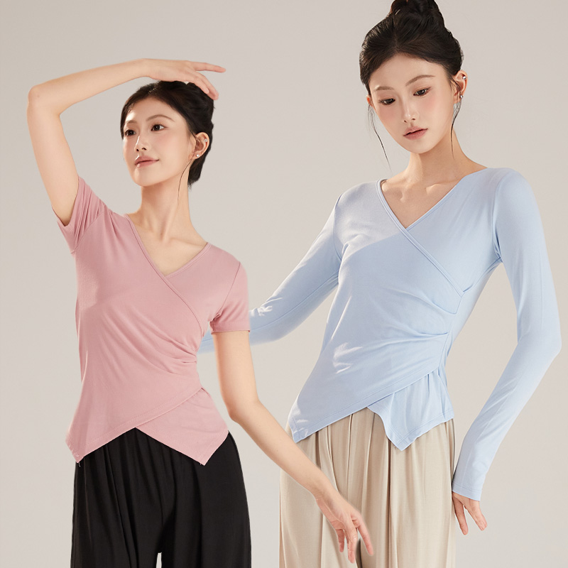 舞蹈课练功服长短袖女新款专业形体训练服艺考现代舞上衣胖mm大码