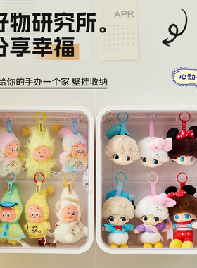 RMAX泡泡玛特LABUBU透明展示盒搪胶挂件收纳盒免钉壁挂防尘展示柜