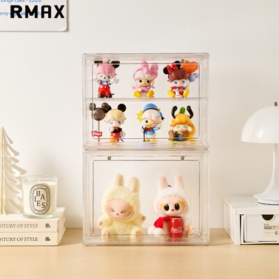 RMAX盲盒收纳展示架泡泡玛特手办摆件阶梯透明亚克力防尘展示盒子