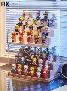 RMAX阶梯式盲盒手办展示盒透明泡泡玛特公仔周边摆件展示架展示柜