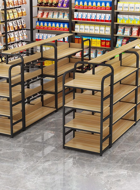 超市货架展示架便利店双面多层挂钩陈列架母婴店置物架零食中岛柜