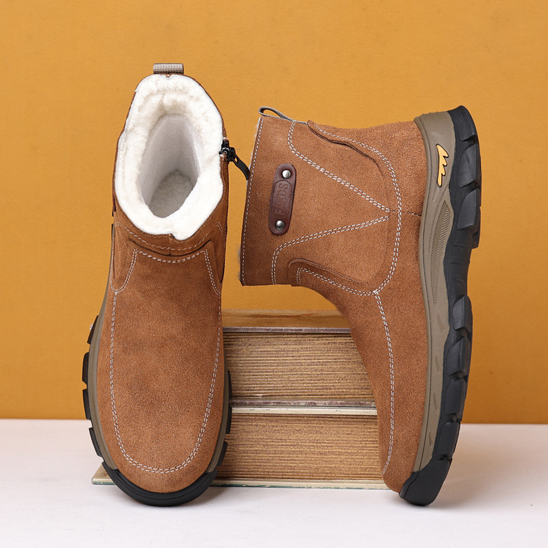 冬季男士棉鞋真皮牛皮雪地靴加绒