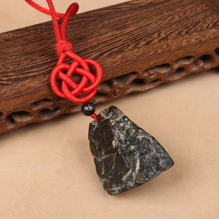 天然泰山玉石平安玉手把件挂件红色双钱中国结手把件送人礼品