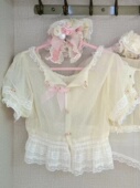 洛丽塔内搭泡泡袖 上衣女 薄款 蕾丝蝴蝶结雪纺lolita短袖 夏季