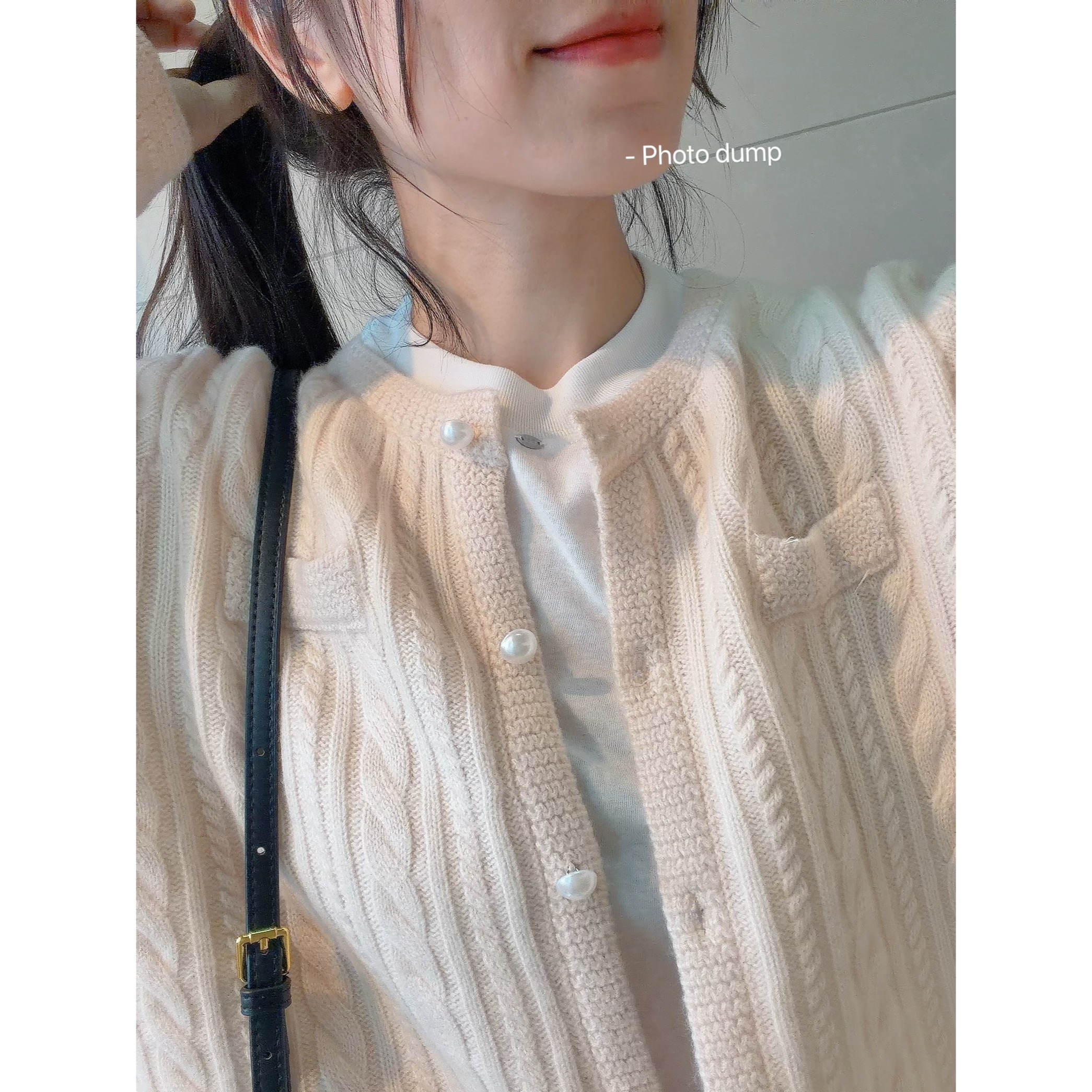 Hisongsong羊毛1005韩系麻花编织毛衣女开衫宽松纽扣针织外套米色