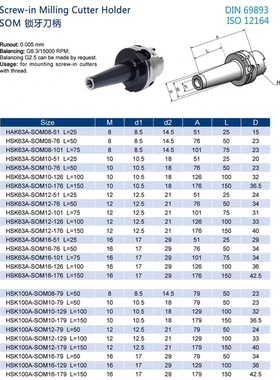 HSK63A锁牙刀柄SOM锁牙螺纹刀柄HSK63A-SOM16-176 A=176 L=150