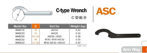 安威ASC32 ASC42 OZ32 强力刀柄C型扳手开口72-84 ASC32-42-OZ32