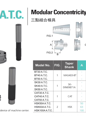 台湾安威HSK100A-A.T.C校刀器刀库对刀器ATC三点模具组合校刀把