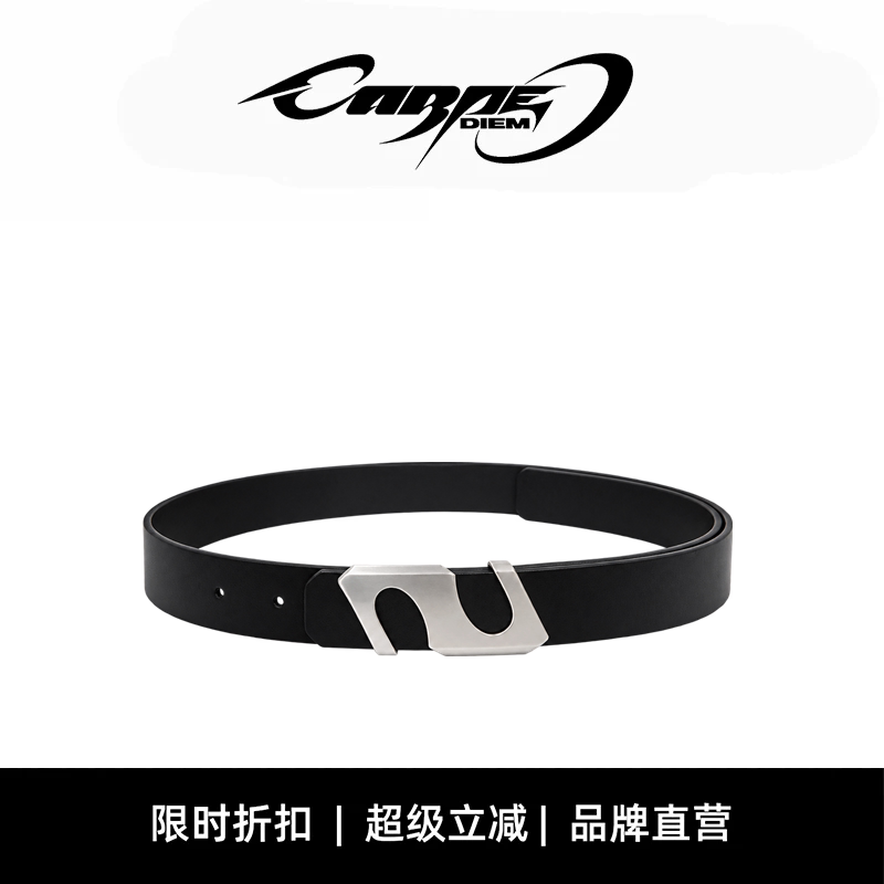 CARPE DIEM原创字母金属扣头皮带男款潮流年轻人小众设计感腰带女