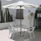 户外桌椅庭院带伞露天咖啡桌椅白色简约室外阳台铁艺桌椅套件组合