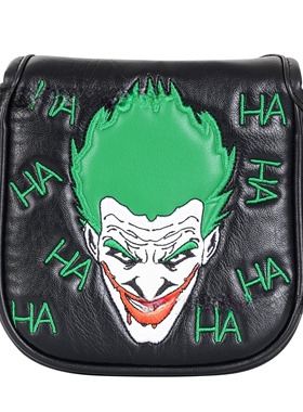 现货Golf Cover黑色高尔夫球杆套小丑男刺绣方形推杆高尔夫帽套