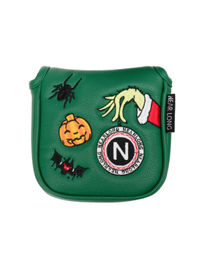 NEAR LONG高尔夫推杆套 球杆杆头保护套帽套 绿色PU重工刺绣