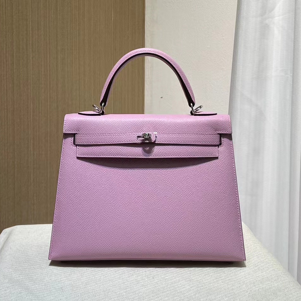 EP牛皮女高级感2024新款银扣凯莉包25寸手掌纹手提真皮全手工外缝,箱包皮具/热销女包/男包,通用款女包,淘宝优惠券,粉丝福利购,淘宝优惠卷