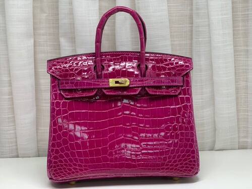 鳄鱼皮亮面带锁女士手提包