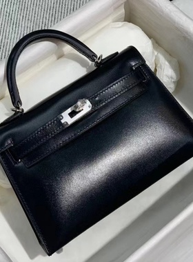 BOX皮凯莉二代19CM迷你mini小号女士手提单肩包夏季黑色银扣奢侈
