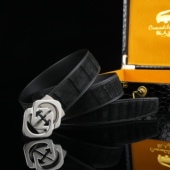 自动扣头水染磨砂鳄鱼皮肚皮男士 皮带奢侈品腰带精美钢扣复古时尚