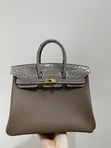 尼罗鳄鱼皮肚皮拼Togo牛皮bk25铂金包手提女包女士高档带锁纯皮