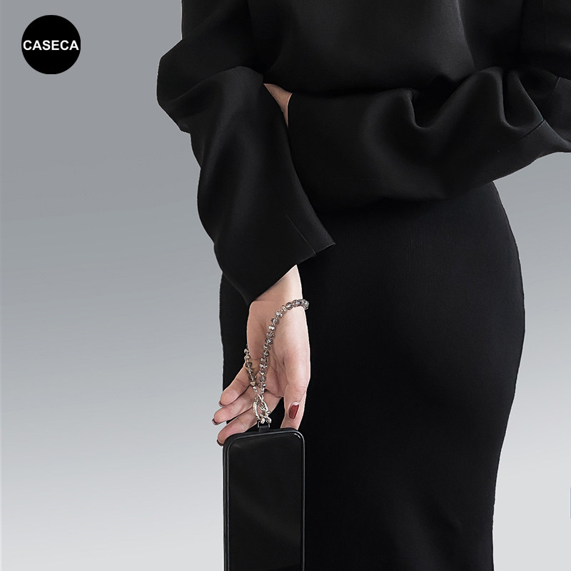 手机链水晶爆闪轻奢小众精致高级感女短款饰品手腕不易断串珠挂绳