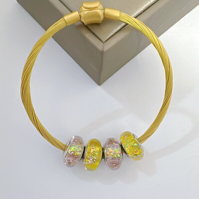 S925纯银进口欧珀琉璃串珠时尚精致DIY手链饰品配件3D硬金搭档