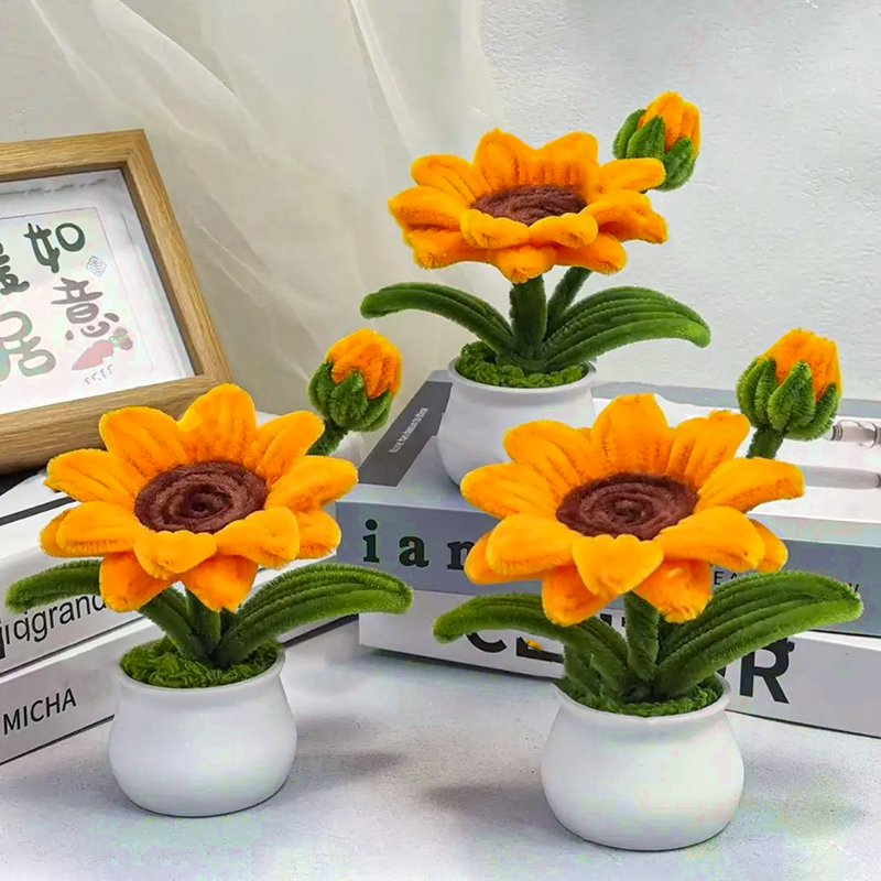 扭扭棒小盆栽向日葵手工材料包diy创意加密毛条毛绒太阳花束摆件,家居饰品,仿真花/假花,淘宝优惠券,粉丝福利购,淘宝优惠卷