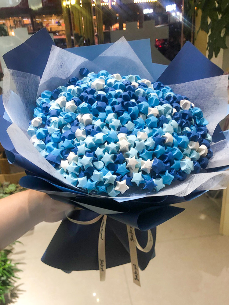 手工星星花束diy材料包幸运星网红渐变满天星成品折纸520女友礼物