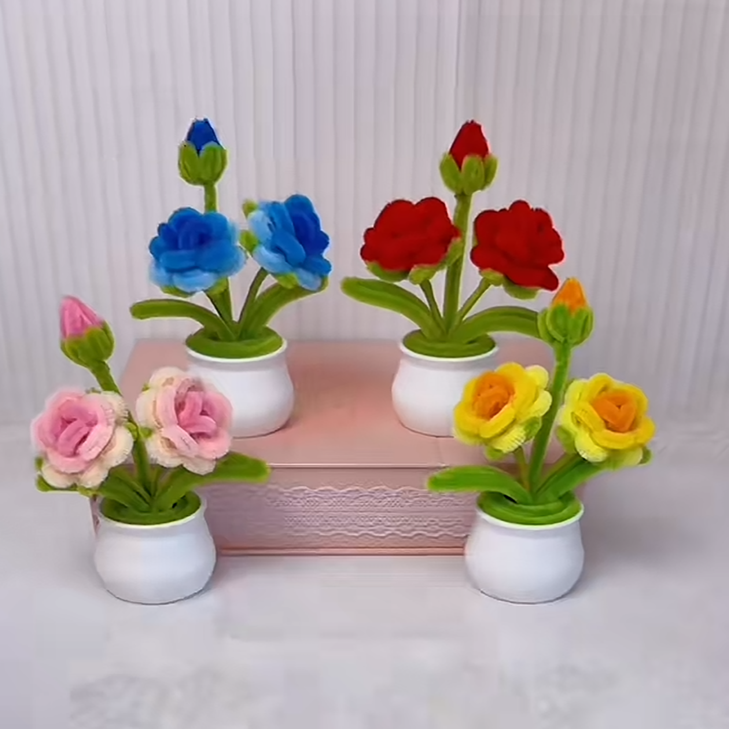 创意多头浪漫玫瑰花小盆栽手工材料包diy扭扭棒创意加密毛条花束,家居饰品,仿真花/假花,淘宝优惠券,粉丝福利购,淘宝优惠卷