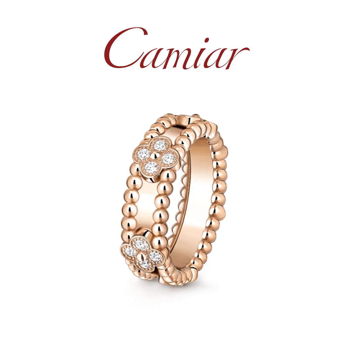 万花筒戒指女18K玫瑰金四叶草满钻指环经典宽窄戒轻奢高级感礼物