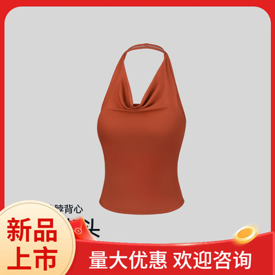 假两件带胸垫荡领背心美式街头挂