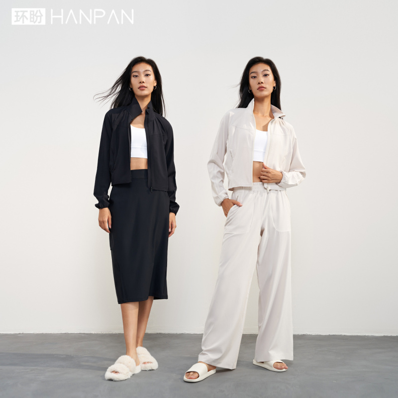 环盼服饰速干梭织瑜伽外套短款户
