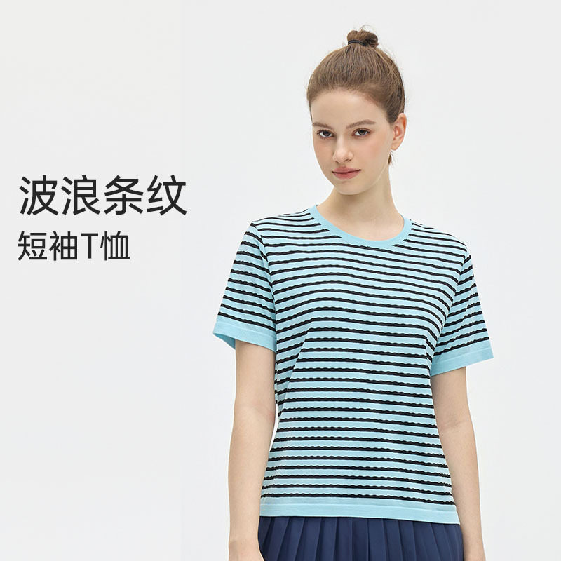 2025新款亚麻莫代尔运动T恤条纹