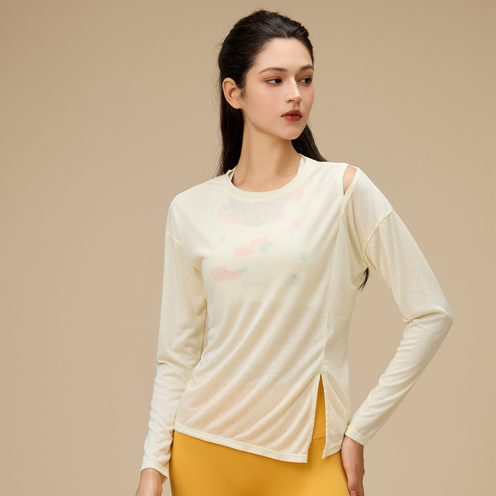 2025大码宽松会呼吸的T恤宽松罩衫透气长袖上衣女夏薄款运动穿搭