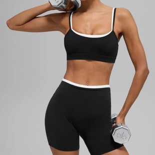 运动内衣女防震高强度撞色假两件瑜伽服美背跑步健身瑜伽背心套装
