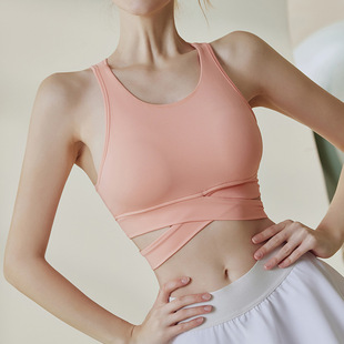 运动内衣跨境新款 瑜伽服上衣 健身美背交叉背心跑步防震一体式