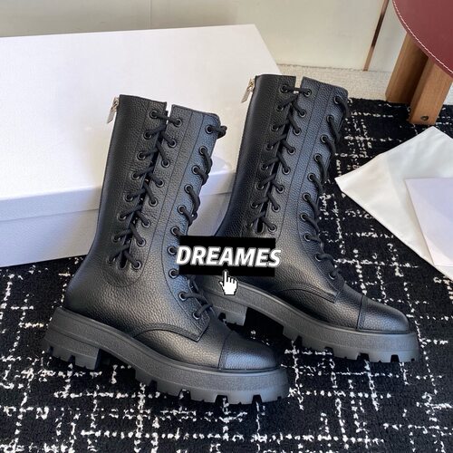 2025新款牛皮圆头粗跟短靴女马丁靴女靴子时装靴女鞋子女厚底包邮