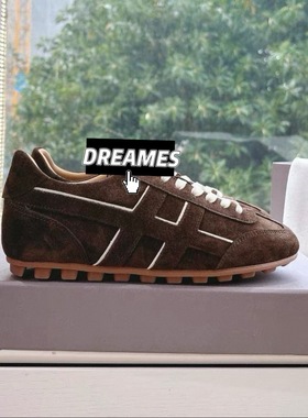 2025新款牛皮复古舒适平底运动休闲鞋牛皮百搭情侣德训鞋女女包邮