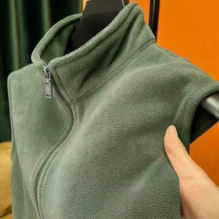 立领+摇粒绒+保暖+简约+拉链马甲