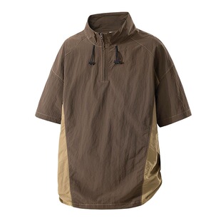 美式 薄款 机能风速干冰丝Polo衫 t恤夏季 半拉链休闲体恤2 男短袖 大码